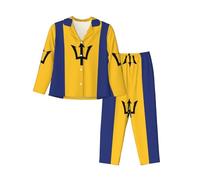 XZDZWK Flag of Barbados Ensemble de pyjama à manches longues pour femme, tendance, doux et respirant pour l'hiver et l'automne, Noir , M