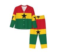 XZDZWK Flag of Ghana Ensemble de pyjama à manches longues pour femme, tendance, doux et respirant pour l'hiver et l'automne, Noir , M
