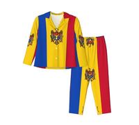 XZDZWK Flag of Moldova Ensemble pyjama à manches longues pour femme, tendance, doux et respirant pour l'hiver et l'automne, Noir , S