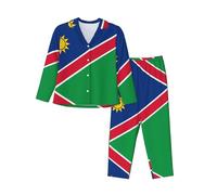 XZDZWK Flag of Namibia Ensemble pyjama à manches longues pour femme, tendance, doux et respirant pour l'hiver et l'automne, Noir , S