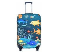 XZDZWK Housse de valise bleue Underwater World of Fish anti-rayures et anti-poussière avec design personnalisé pour les voyages d'affaires et l'utilisation en extérieur, blanc, XL