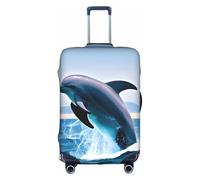 XZDZWK Housse de valise motif dauphins sautant contre les rayures et la poussière avec design personnalisé pour les voyages d'affaires et une utilisation en extérieur, blanc, L