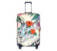 XZDZWK Housse de valise tigre blanc mignon résistant aux rayures et à la poussière avec design personnalisé pour les voyages d'affaires et l'utilisation en extérieur, blanc, XL