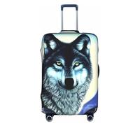XZDZWK Housse de valise Wolf Under Moon anti-rayures et anti-poussière avec design personnalisé pour les voyages, les affaires et l'extérieur, blanc, XL