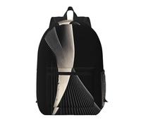 XZDZWK Le sac à dos simple de 43,2 cm aux courbes abstraites est confortable et durable, adapté pour les trajets quotidiens à l'école et au travail