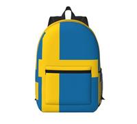 XZDZWK Le sac à dos simple de 43,2 cm avec drapeau suédois est confortable et durable, adapté pour les trajets quotidiens à l'école et au travail