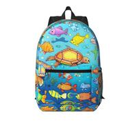XZDZWK Le sac à dos simple tortue et poisson de 43,2 cm est confortable et durable, adapté pour les trajets quotidiens à l'école et au travail