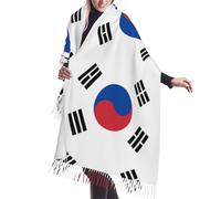 XZDZWK Magnifique écharpe à franges douce avec drapeau de la République de Corée imprimé châle pour l'automne et l'hiver en plein air chaleur et style