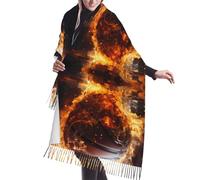 XZDZWK Magnifique écharpe à franges douce de basket-ball sur le feu et l'eau, châle imprimé flammes éclaboussant pour l'automne et l'hiver en plein air chaleur et style