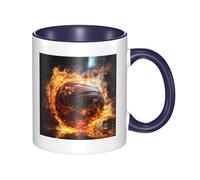 XZDZWK Mug classique avec motif de basketball sur le feu et l'eau - Bleu marine - Résistante à la décoloration - Convient pour la maison, le bureau et le restaurant
