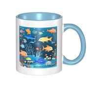 XZDZWK Mug classique bleu Underwater World of Fish élégant, durable et résistant à la décoloration, convient pour la maison, le bureau et le restaurant