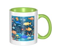 XZDZWK Mug classique bleu Underwater World of Fish élégant, durable et résistant à la décoloration, convient pour la maison, le bureau et le restaurant