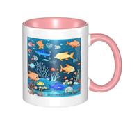 XZDZWK Mug classique bleu Underwater World of Fish élégant, durable et résistant à la décoloration, convient pour la maison, le bureau et le restaurant
