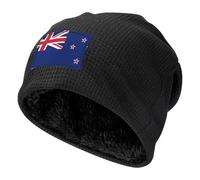 XZDZWK Noir Waffle Knit Pullover Hat - Partie New Zealand Flag Print Soft Outdoor Sports Sports Unisex Warm Slouchy Cap, Noir , Taille unique