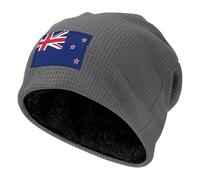 XZDZWK Noir Waffle Knit Pullover Hat - Partie New Zealand Flag Print Soft Outdoor Sports Sports Unisex Warm Slouchy Cap, gris, Taille unique