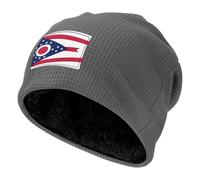 XZDZWK Noir Waffle Knit Pullover Hat - Partie Ohio State Flag Print Soft Outdoor Sports Sports Unisex Warm Slouchy Cap, gris, Taille unique