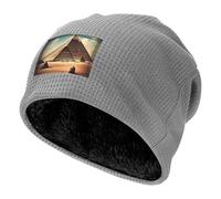 XZDZWK Pull en tricot gaufré gris clair - Partie rêvant des pyramides de Khufu imprimé doux sports de plein air, casquette souple unisexe chaude et souple, gris clair, Taille unique