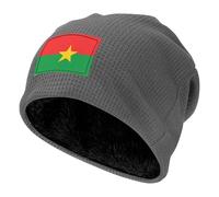 XZDZWK Pull en tricot gaufré noir - Partie drapeau du Burkina Faso imprimé doux sports de plein air, casquette souple unisexe chaude et souple, gris, Taille unique