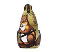 XZDZWK Sac à bandoulière décontracté avec plusieurs poches pour les trajets quotidiens et le travail Motif écureuil mangeur de noix