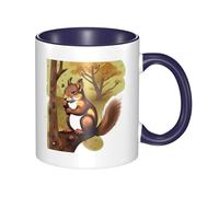 XZDZWK Tasse classique avec motif écureuil mangeur de noix - Élégant et durable - Bleu marine - Résistant à la décoloration - Convient pour la maison, le bureau et le restaurant