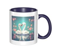 XZDZWK The Swan in Love Mug classique élégant durable et résistant à la décoloration Bleu marine Convient pour la maison, le bureau et le restaurant
