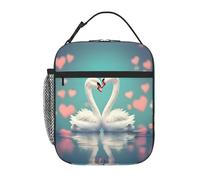 XZDZWK The Swan in Love Sac à déjeuner isotherme avec poches latérales en maille et plusieurs poches pour le bureau et les voyages