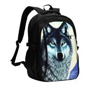 XZDZWK Wolf Under Moon Sac à dos de voyage polyvalent léger simple compartiment indépendant grande capacité multi-poches