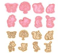 Xzeemo 8 Pcs Emporte Pièces Animaux, 3D Moule Biscuit en Plastique, Emporte Piece Enfants, Moule à Biscuits Patisserie, Decoupoir Patisserie, Tampon Biscuits Animaux pour DIY Biscuits Gâteau (B)