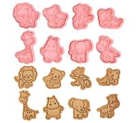 Xzeemo 8 Pcs Emporte Pièces Animaux, 3D Moule Biscuit en Plastique, Emporte Piece Enfants, Moule à Biscuits Patisserie, Decoupoir Patisserie, Tampon Biscuits Animaux pour DIY Biscuits Gâteau (A)