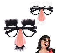 XZEIT 2 Pcs Déguisement de Lunettes avec Nez Flou drôle énorme, Déguisement de Lunettes avec Le Nez énorme et Flou drôle, Moustache Lunettes Décoratives Fête d'anniversaire Cosplay Accessoires (