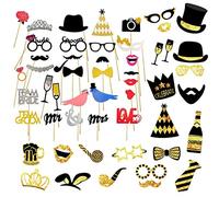 XZEIT 55 Pièces Accessoires de Photo de Mariage, Accessoires de Photomaton de Fête Décoration Mariage, Kit de Décoration Photo de Mariage, pour la Saint Valentin Mariage Réunion Fête, Anniversai