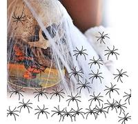 XZEIT 60g Décorations de toile d'araignée d'Halloween Toiles d'araignée extensibles Fausse toile d'araignée avec 30pcs Araignées artificielles pour décorations d'Halloween Maisons hantées Party Favors