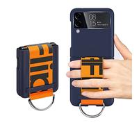 XZEIT Coque avec Sangle pour Samsung Galaxy Z Flip 3, Étui de Protection pour Galaxy Z Flip 3 avec Sangle, étui de Protection Antichoc pour Smartphone avec Protecteur d'objectif de caméra(Bleu Foncé)