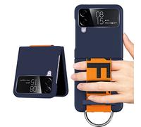 XZEIT Coque avec Sangle pour Samsung Galaxy Z Flip 4, Étui de protection pour Galaxy Z Flip 4 avec sangle, étui de Protection Antichoc pour Smartphone avec Protecteur d'objectif de caméra(Bleu F