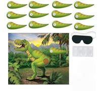XZEIT épinglez la Queue sur Le Jeu de Dinosaure, Fournitures de fête de Jeu de fête de Dinosaure, avec 12 queues de pièces, pour fête des Dinosaures, Jeux de fête d'anniversaire pour (21 * 18i