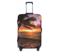 Xzeit Housse de protection pour valise de voyage, palmier, coucher de soleil, plage, élastique, lavable, extensible, anti-rayures, convient aux bagages de 45,7 à 81,3 cm, Noir , x-large