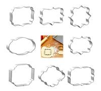 XZEIT Lot de 8 emporte-pièces en acier inoxydable avec cadre en forme de plaque pour pâtisserie, biscuits, sandwich, fondant, pâtisserie, décoration