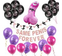 XZEIT lot de fête d'enterrement de vie de jeune fille bannière décorative ballon, Même pénis pour toujours bannière, lettres scintillantes décoration de fête de poule enterrement jeune fille fournitur