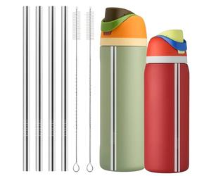 XZESH Lot de 4 pailles de rechange en métal pour bouteille d'eau Owala de 710 ml, 946 ml, paille koala pour Owala avec 2 nettoyeurs de pailles, pailles réutilisables en acier inoxydable compatibles