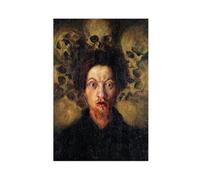 XZGTHYTYUY Luigi Russolo, autoportrait avec crânes, art vintage, art mural, impression sur toile, affiche d'art célèbre, décoration de chambre à coucher, bureau, chambre, cadeau, 20 x 30 cm