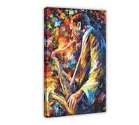 XZGTHYTYUY Poster sur toile représentant des célébrités musiciens John Coltrane - John Coltrane I de Leonid Afremov - Décoration murale pour salon, chambre à coucher - 40 x 60 cm