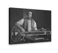 XZGTHYTYUY Poster sur toile représentant un joueur de sitar indien Ravi Shankar - Décoration murale pour salon, chambre à coucher - 50 x 75 cm