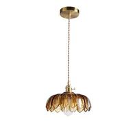 XZHGCEE Pendelleuchte Esstisch küchenlampe hängend: Pendelleuchte Glas Bernstein für Küche, Schule, Schlafzimmer, Wohnzimmer - Anpassbare Höhe, Empfohlene E27 ST64-Glühbirnen (Amber Hardwired)