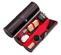 XzhixiangKing Kit de cirage de chaussures 10 pièces, avec brosse et étui de voyage de luxe en crin de cheval doux de qualité supérieure, kit d'entretien et cirage de chaussures