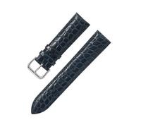 Xzhomfm 12-24mm Bracelet de montre en cuir de veau à motif crocodile avec fermoir à broche, Bleu, 12mm