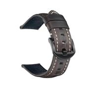 Xzhomfm 18-24mm Bracelet de montre en cuir de vache grain plein cire d'huile vintage artisanal, Gris, 24mm