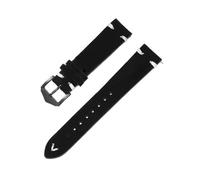 Xzhomfm 20-22mm Bracelet de montre en daim épais sans couture avec barre de ressort à détachement rapide, Noir, 22mm