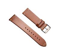 Xzhomfm Bracelet de montre en cuir cire d'huile vintage à détachement rapide 18-24mm avec fermoir à broche argenté, Marron, 18mm