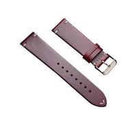 Xzhomfm Bracelet de montre en cuir cire d'huile vintage à détachement rapide 18-24mm avec fermoir à broche argenté, Rouge, 22mm