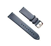 Xzhomfm Bracelet de montre en cuir cire d'huile vintage à détachement rapide 18-24mm avec fermoir à broche argenté, Bleu, 18mm